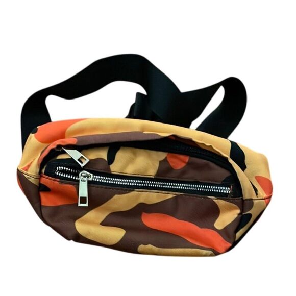 Like Dreams Orange Camo Print Belt Bag Fanny Pack Waist Pack Unisex - Picture 1 of 10